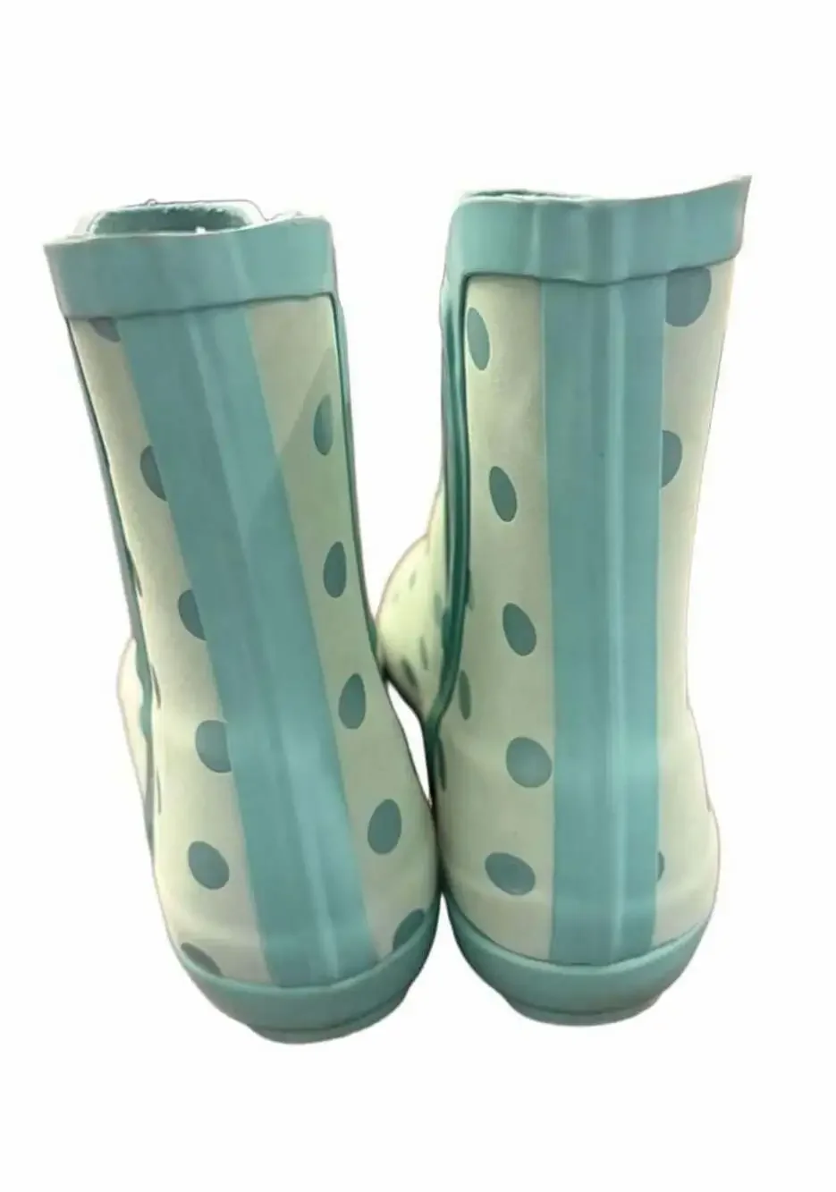 London Fog Piccadilly Rain Boots Mint Green Polka Dot Size 8M